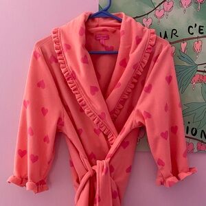 Betsey Jonhson Plush Love Robe with hearts size L